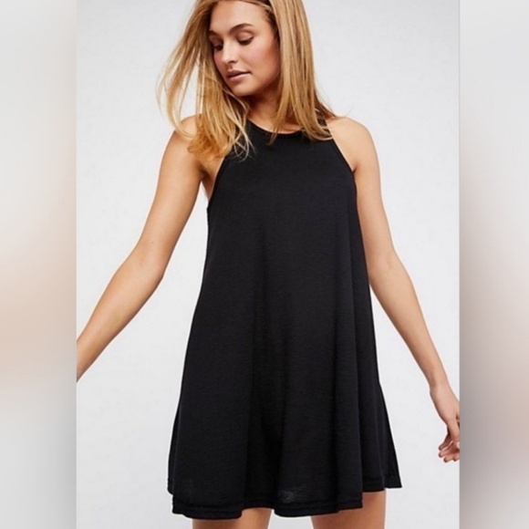 Free People Black Beach La Nite Ribbed Swing Sleeveless Black Dress Size M - Picture 2 of 7